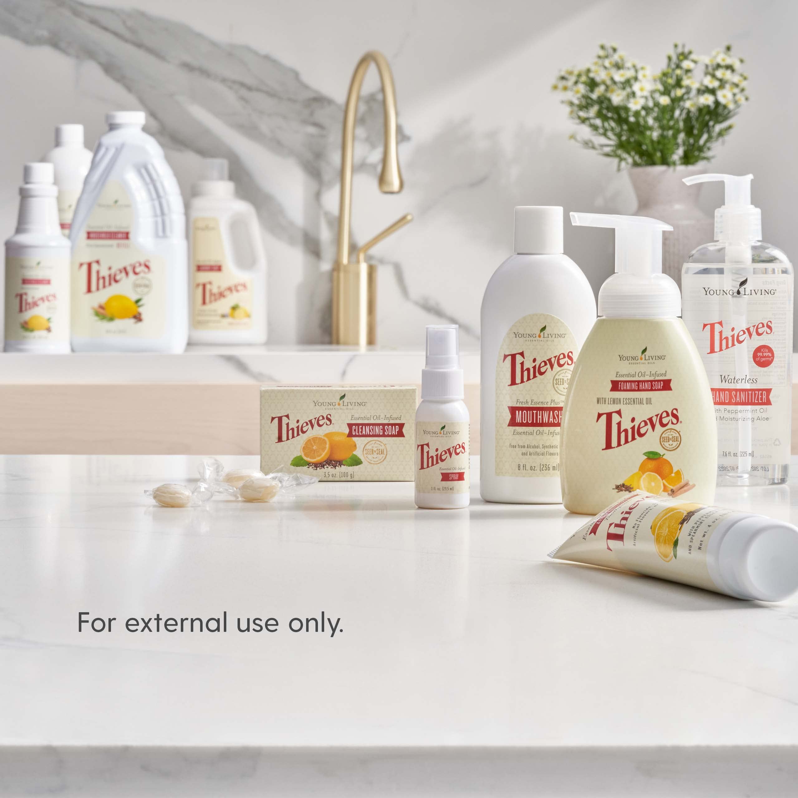 Invigorating Thieves aroma enhances cleansing sessions.