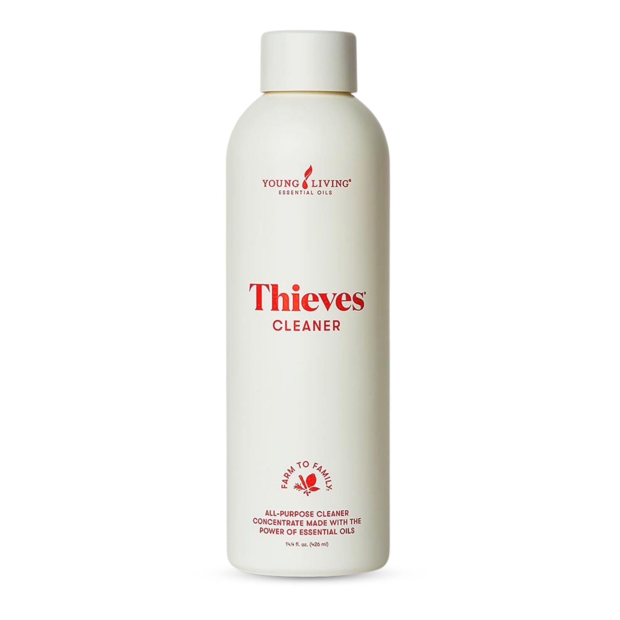 YOUNG LIVING Thieves Cleaner bottle front showing plant-based formula for home cleaning