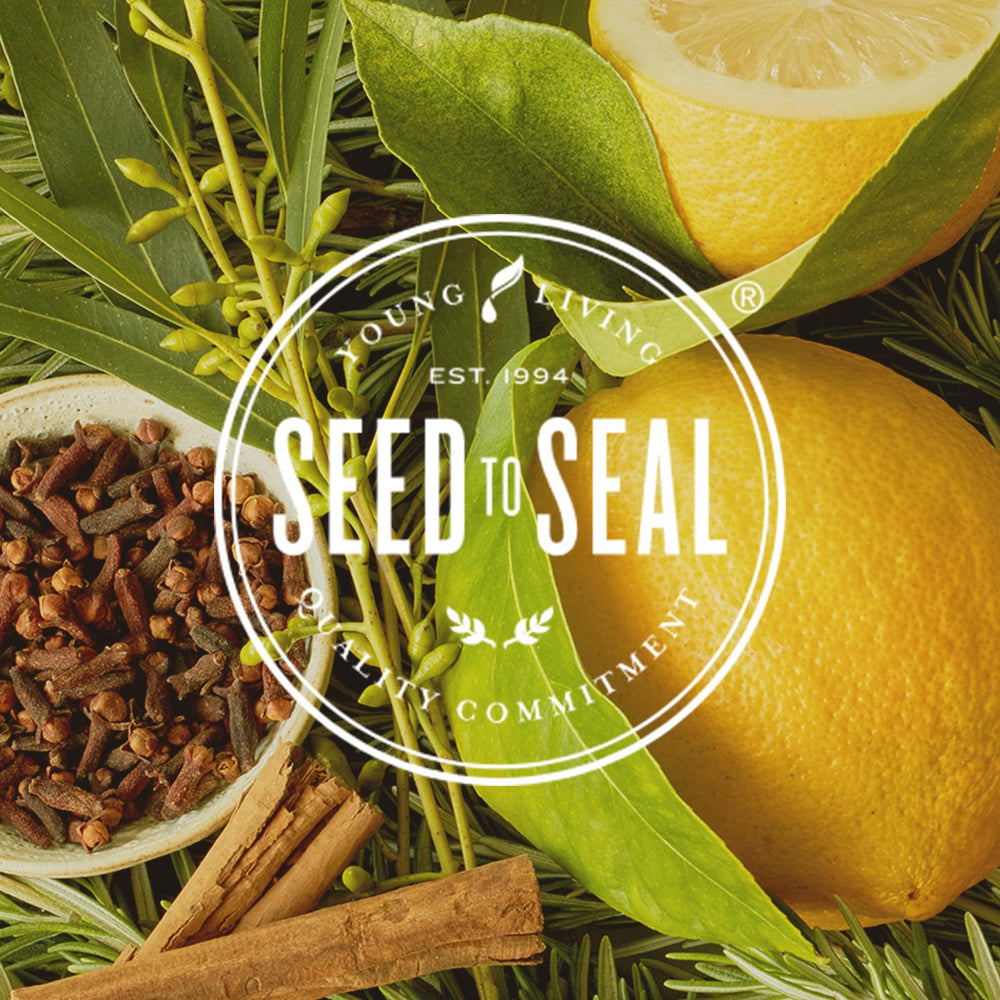Cap seal on Young Living Thieves hand sanitizer ensures portable use.