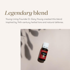 Young Living Thieves label closeup for versatile scents.