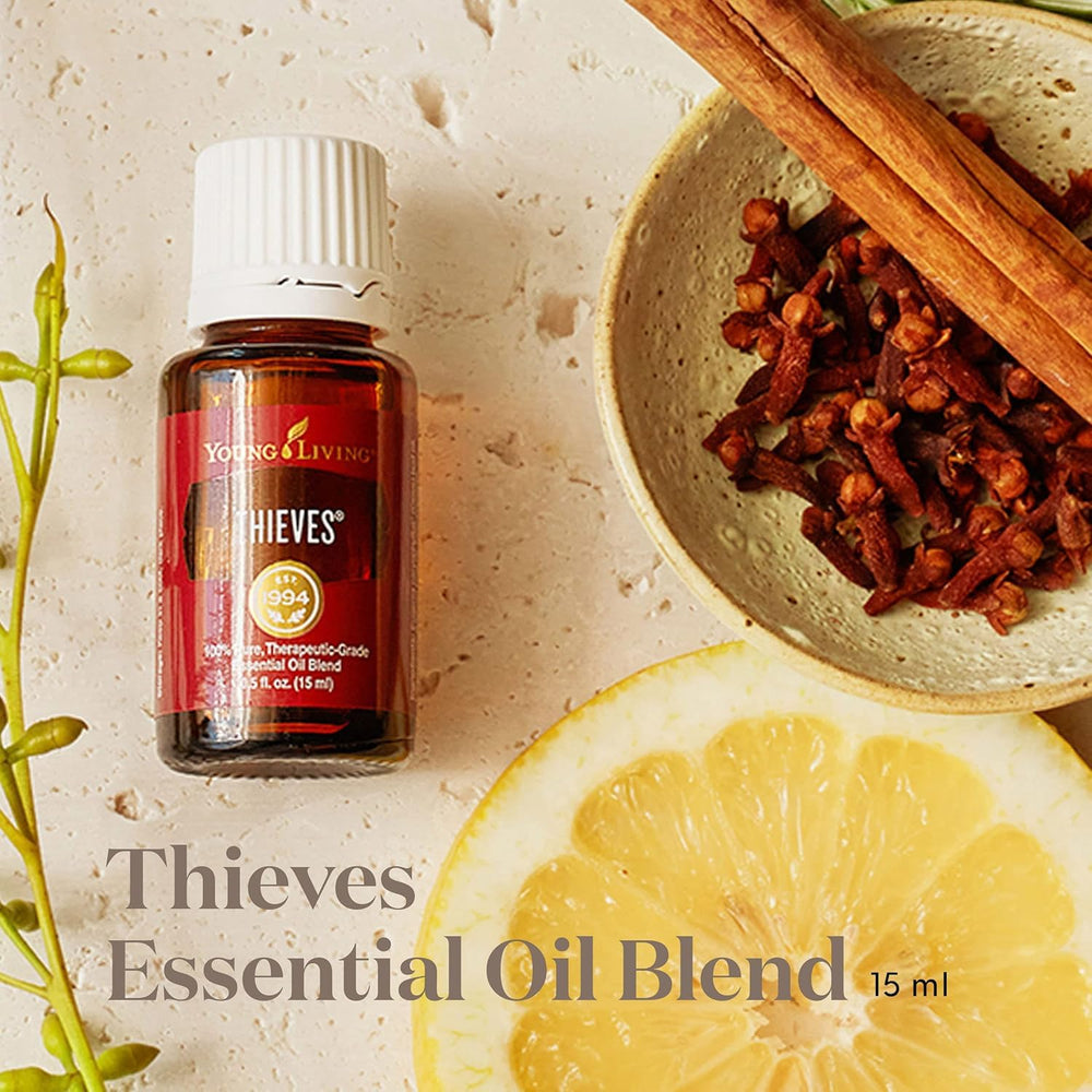 Young Living Thieves 15ml eucalyptus bottle ideal for uplifting scents in diffusers