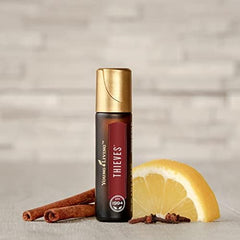 Young Living Thieves Roll-On ingredients: clove, lemon, cinnamon for a warm aroma.