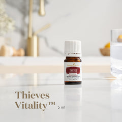 Young Living Thieves Vitality diffuser-ready blend delivers a calming, uplifting ambiance