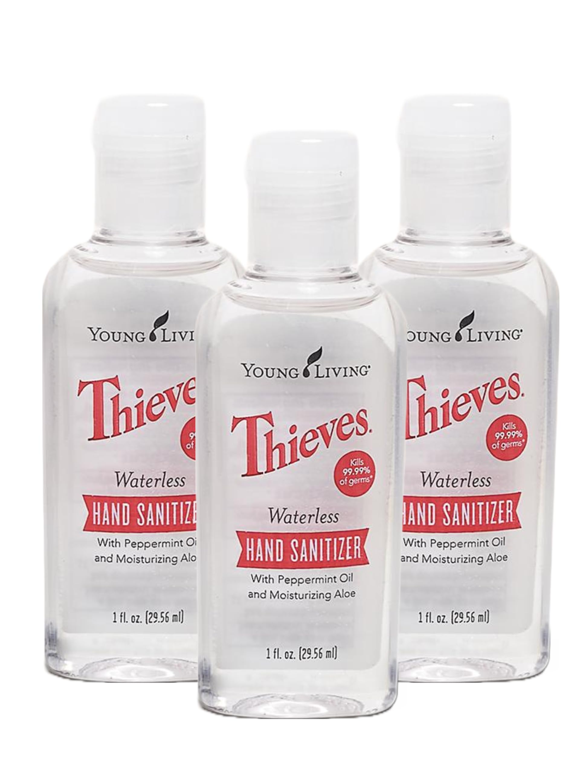 Young Living Thieves Waterless Hand Purifier 1oz front view with peppermint scent