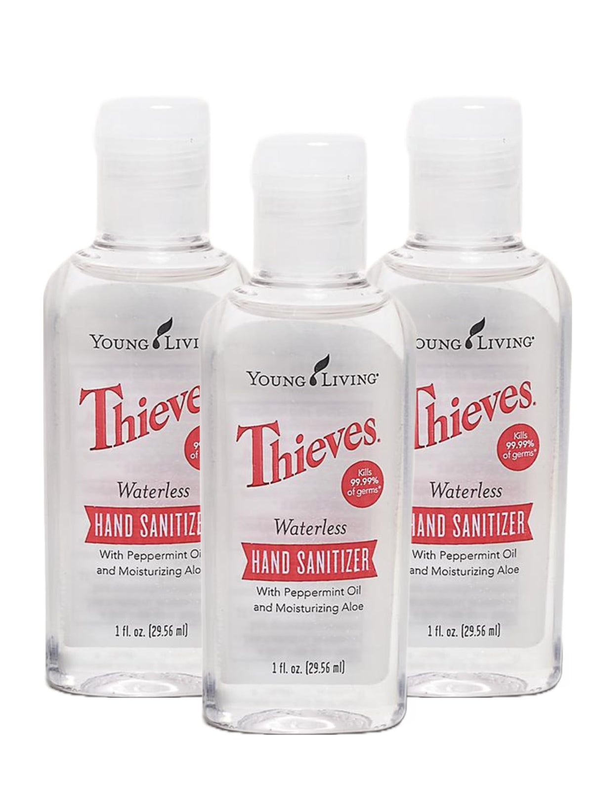 Young Living Thieves Waterless Hand Purifier 1oz front view with peppermint scent