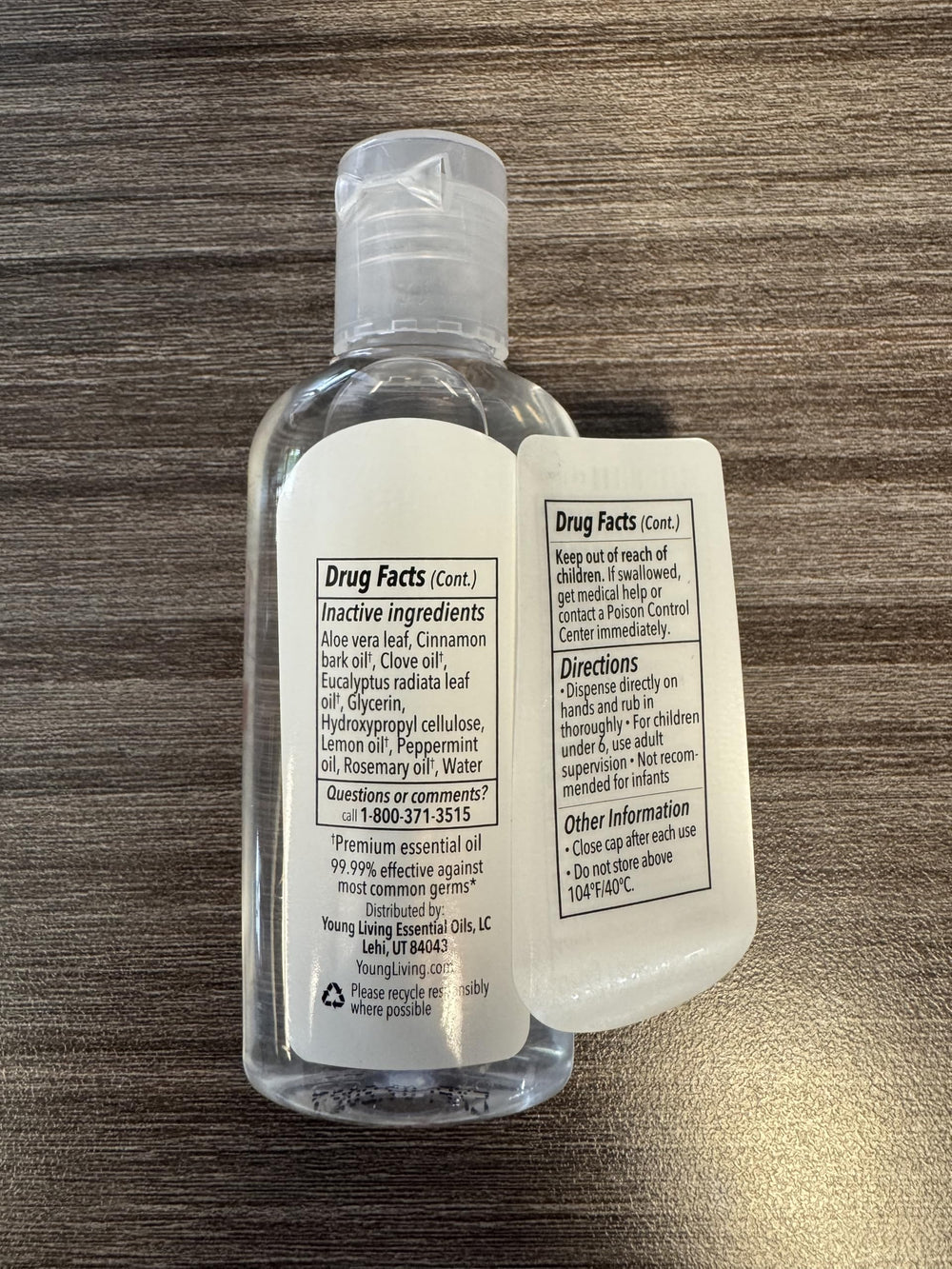 Label detail showing Thieves blend and gentle cleansing claim