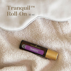 Young Living Tranquil Roll-On cap closeup highlights convenient on-the-go relaxation.