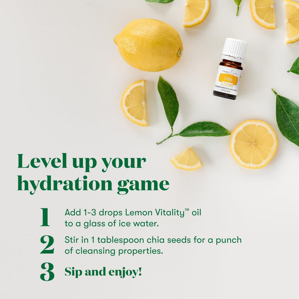 Young Living Vitality Lemon drops on spoon suggest baking and desserts.