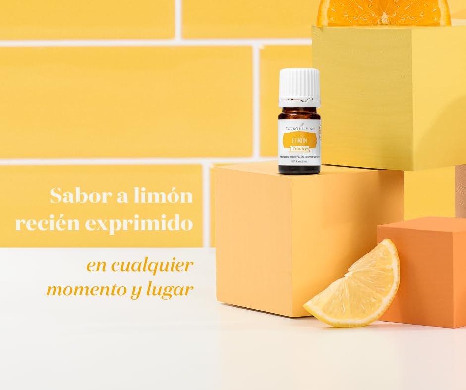 Young Living Vitality Lemon label highlighting vegan and gluten-free info.