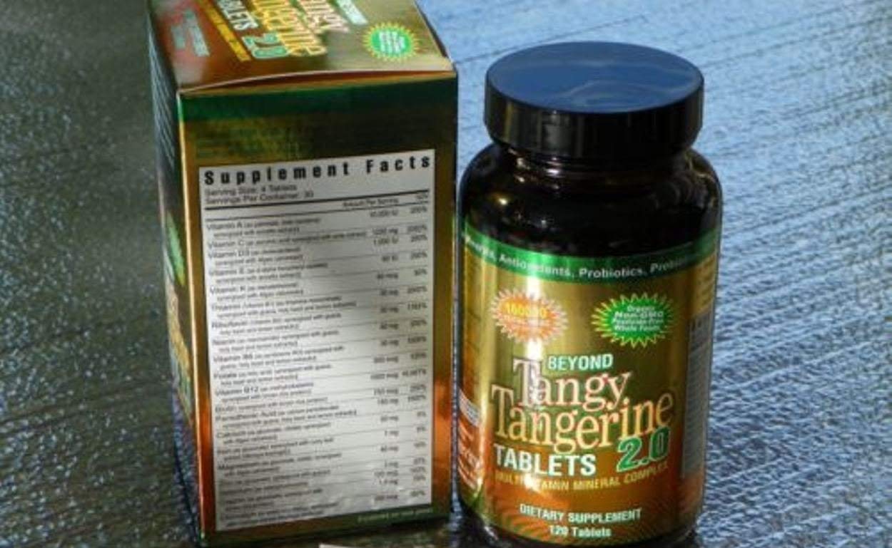 Youngevity Beyond Tangy Tangerine packaging front communicates high ORAC antioxidant capacity.