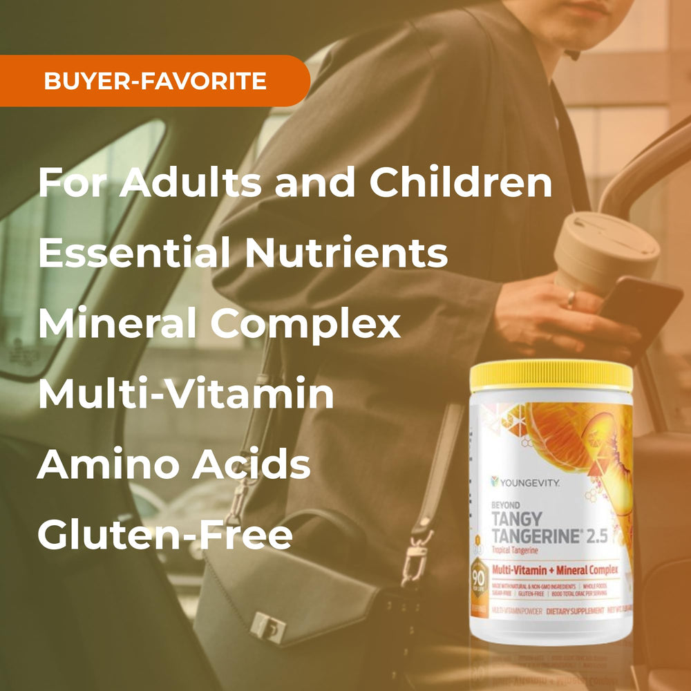 Youngevity BTT2-5 Tropical Tangerine label-closeup reveals ingredients at a glance