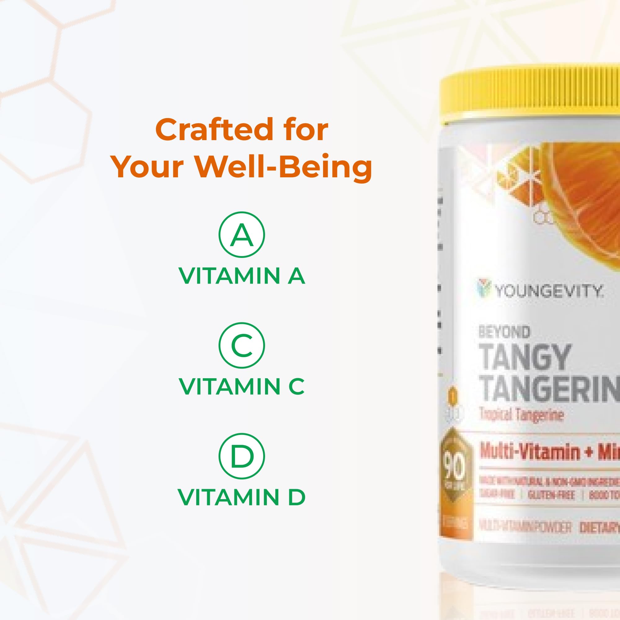 Youngevity BTT2-5 Tropical Tangerine natural whole-food ingredients highlighted on label