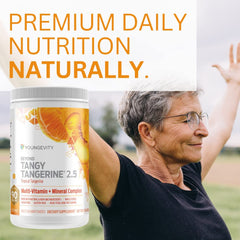 Youngevity Beyond Tangy Tangerine 2.5 label details natural ingredients and 8,000 ORAC.