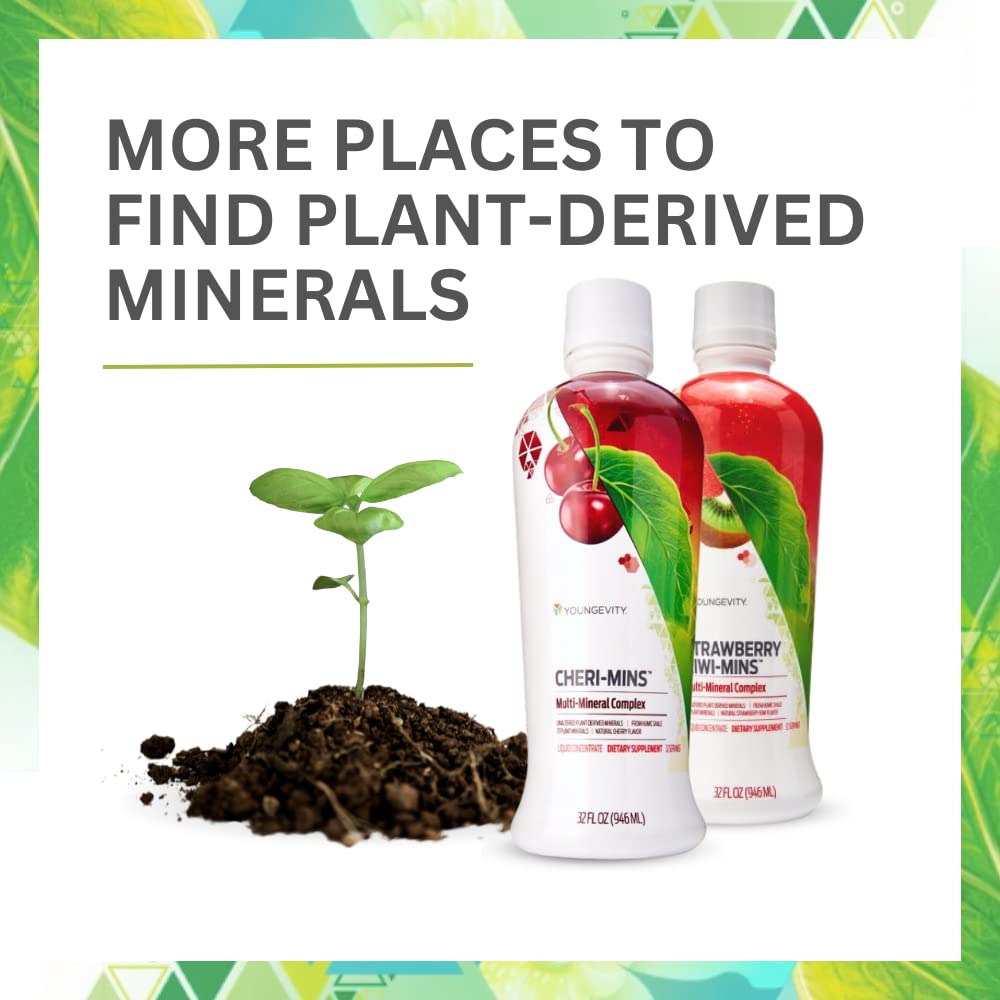 Youngevity Plant Derived Liquid Minerals glass with drink shows ready-to-use supplement