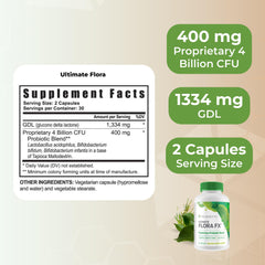 Youngevity Ultimate Flora FX label close-up with probiotic strains listed
