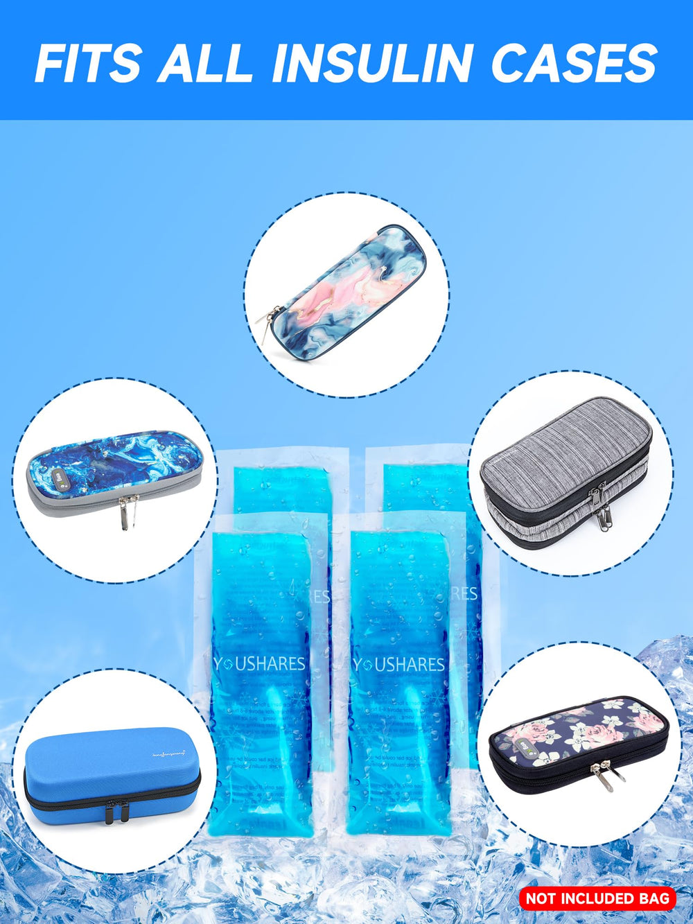 YOUSHARES duradero-hielo-insulina-reutilizable para múltiples viajes.