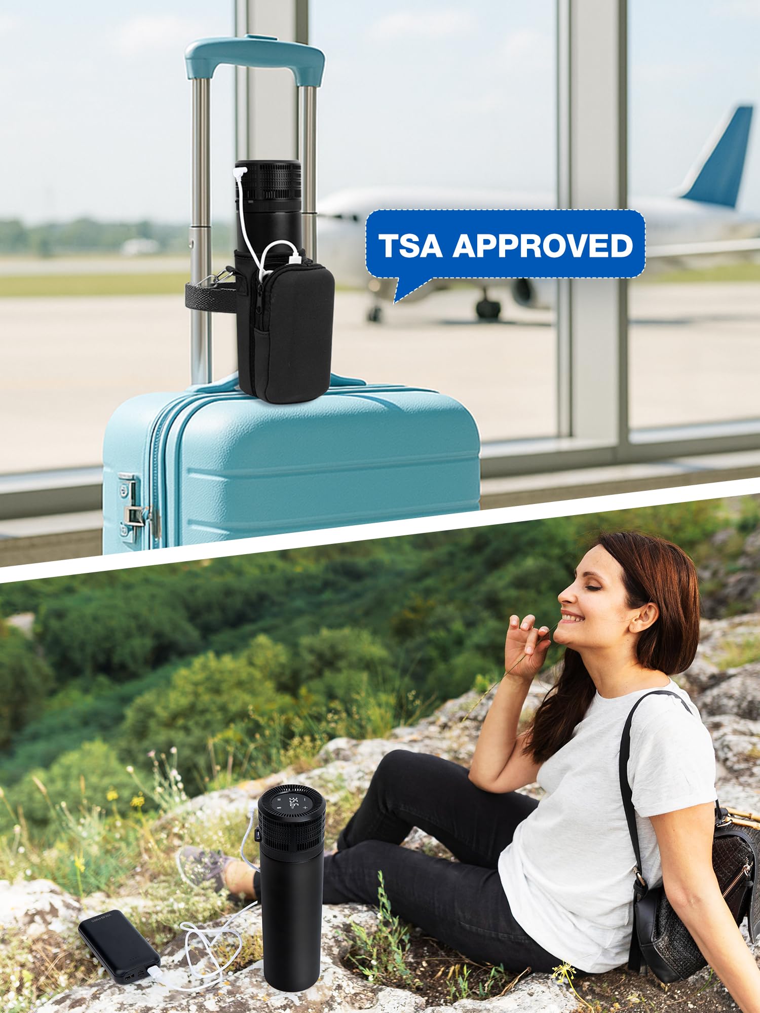 YOUSHARES portable backpack included for convenient travel storage.