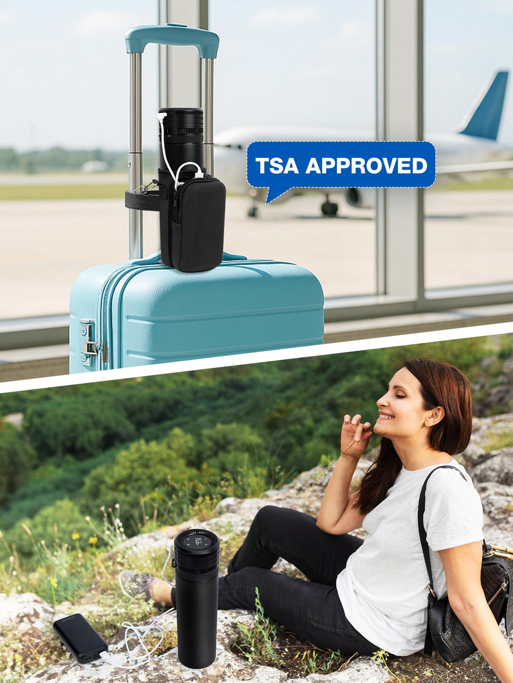 YOUSHARES portable backpack included for convenient travel storage.