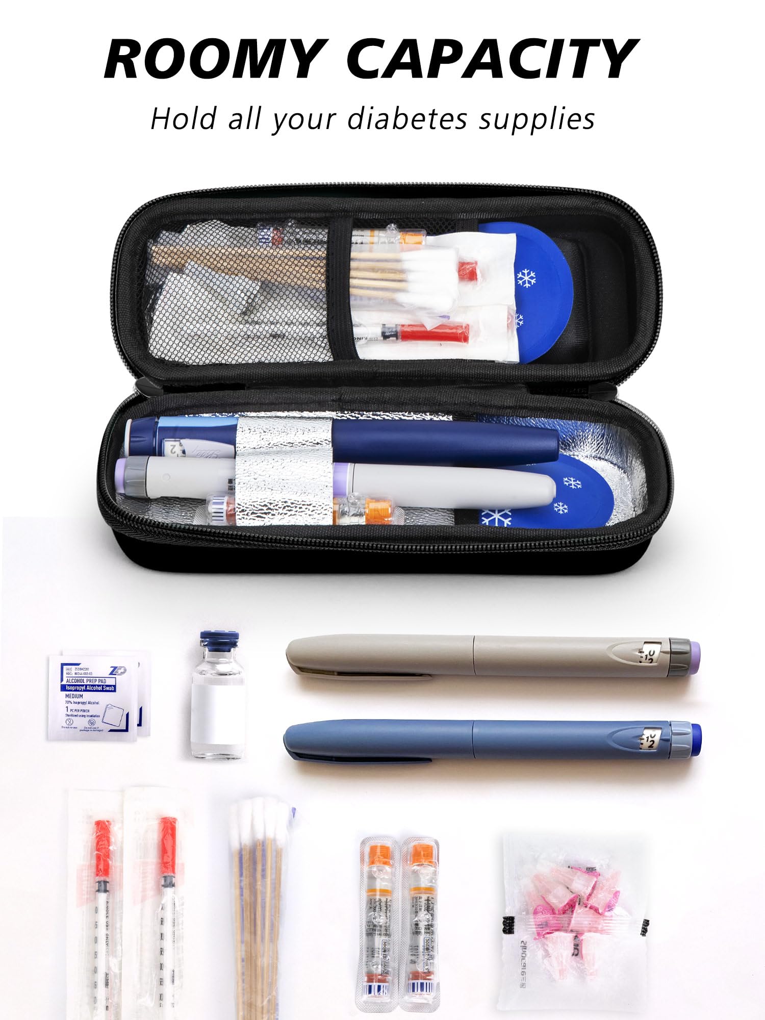 YOUSHARES insulin cooler case compact dimensions for travel compatibility.