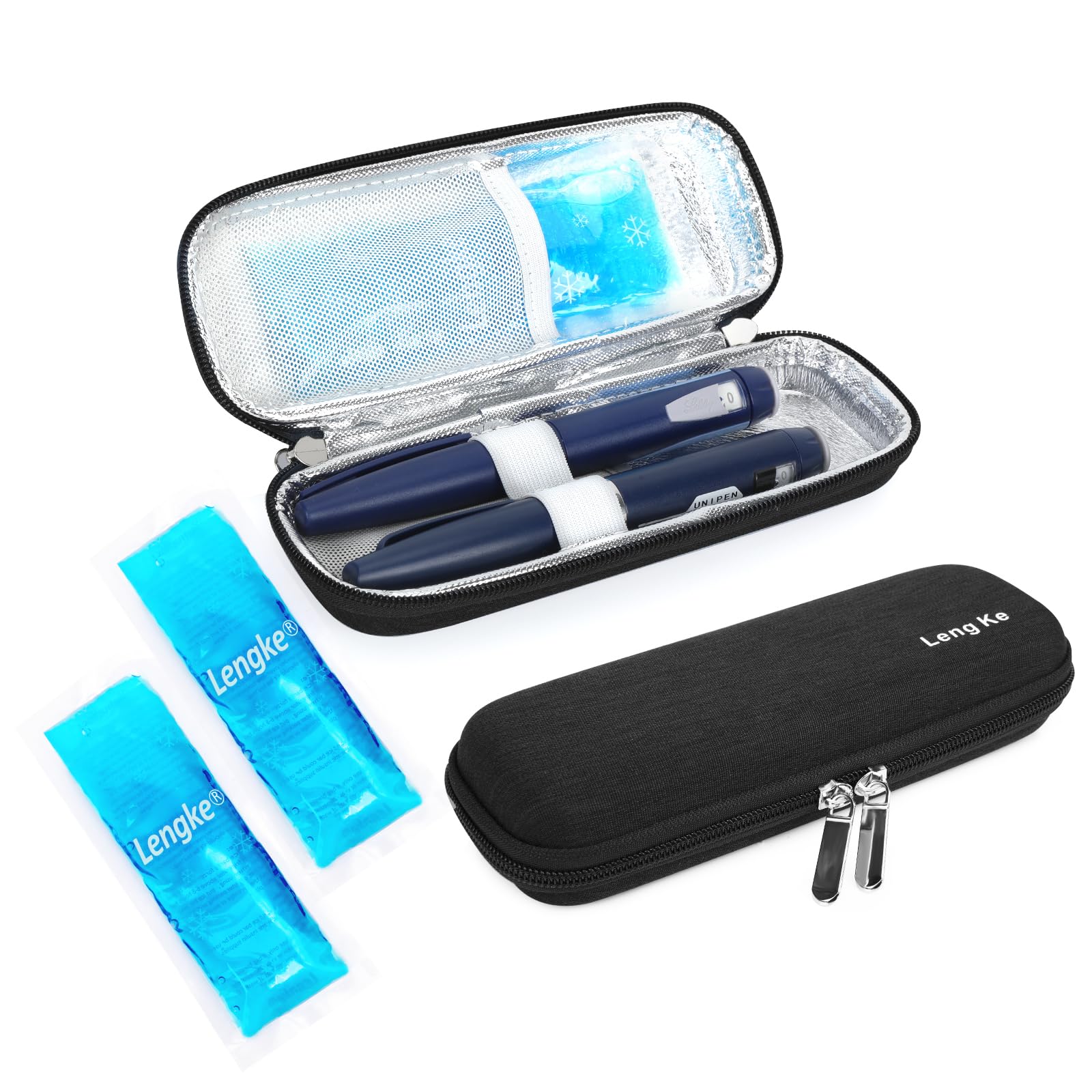 YOUSHARES insulin cooler case front view, compact TSA-approved travel solution for diabetes supplies
