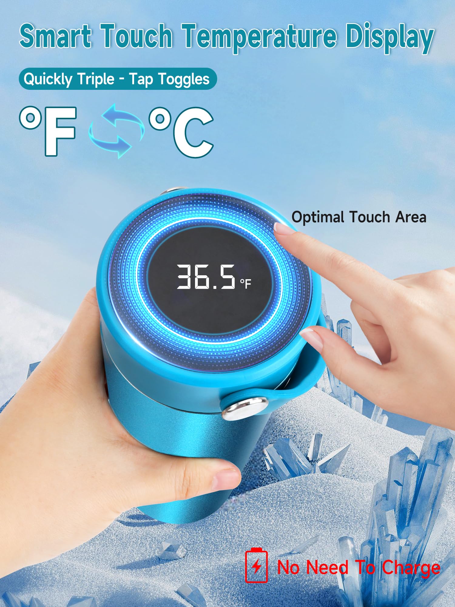 YOUSHARES insulin cooler case temperature display shows real-time monitoring with ℃/℉.