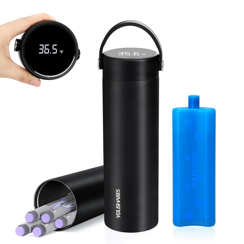 YOUSHARES insulin cooler with temperature display provides real time readings for travel confidence.