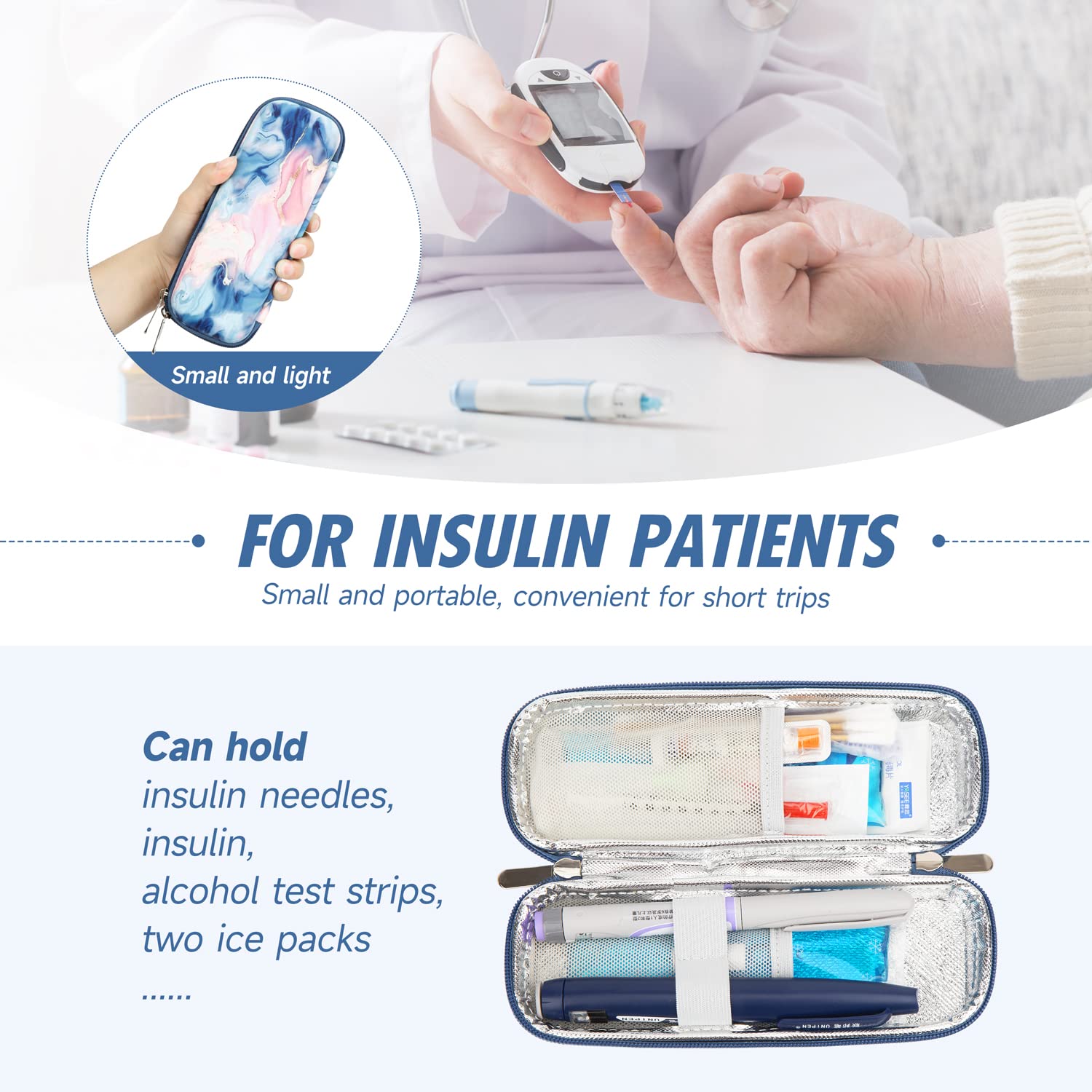 Youshares insulin cooler travel case with ice packs keeps medications cool during travel