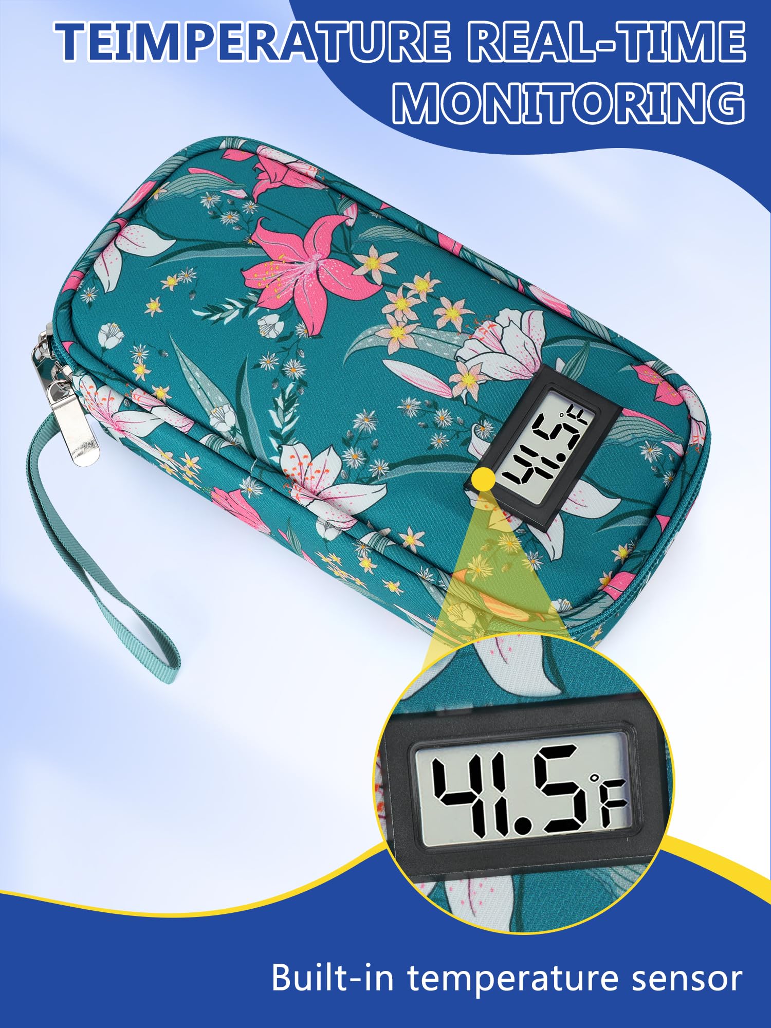 YOUSHARES insulin cooler case interior layout with pens and supplies organized efficiently.