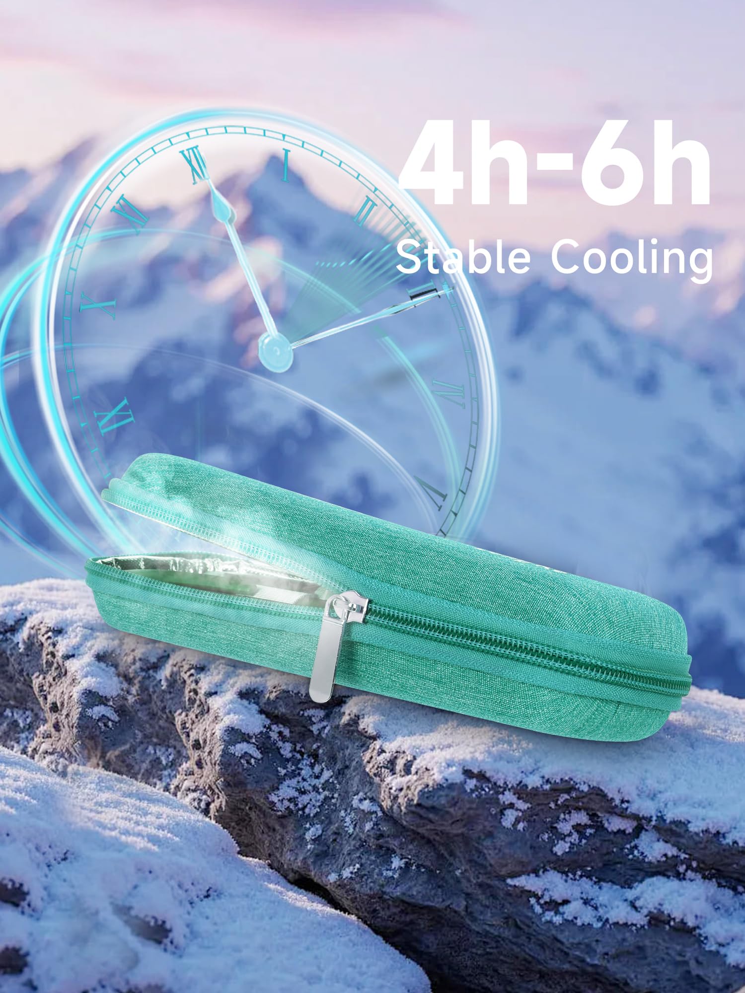 Side profile of YOUSHARES insulin cooler case showing slim portability.