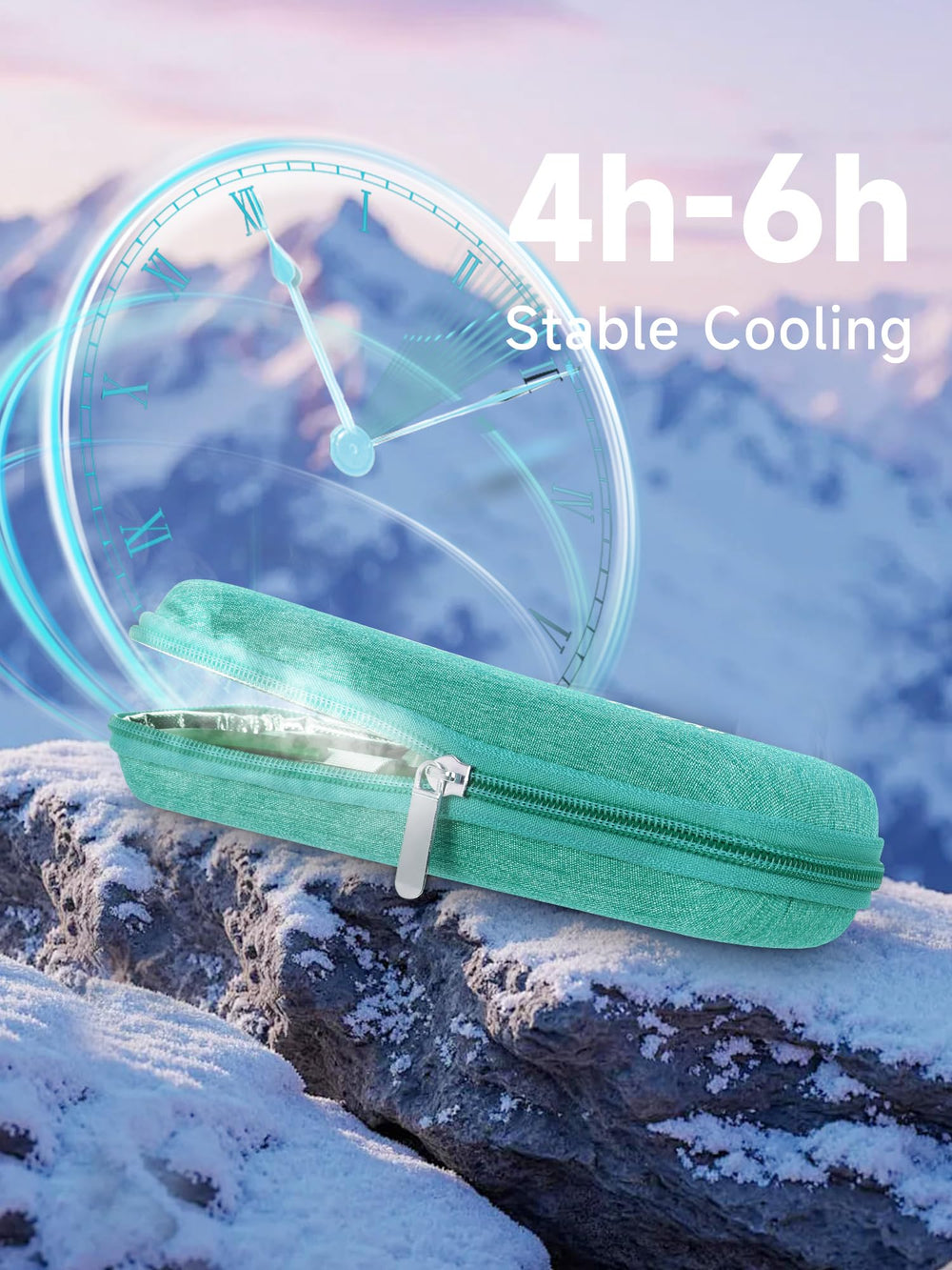 Side profile of YOUSHARES insulin cooler case showing slim portability.