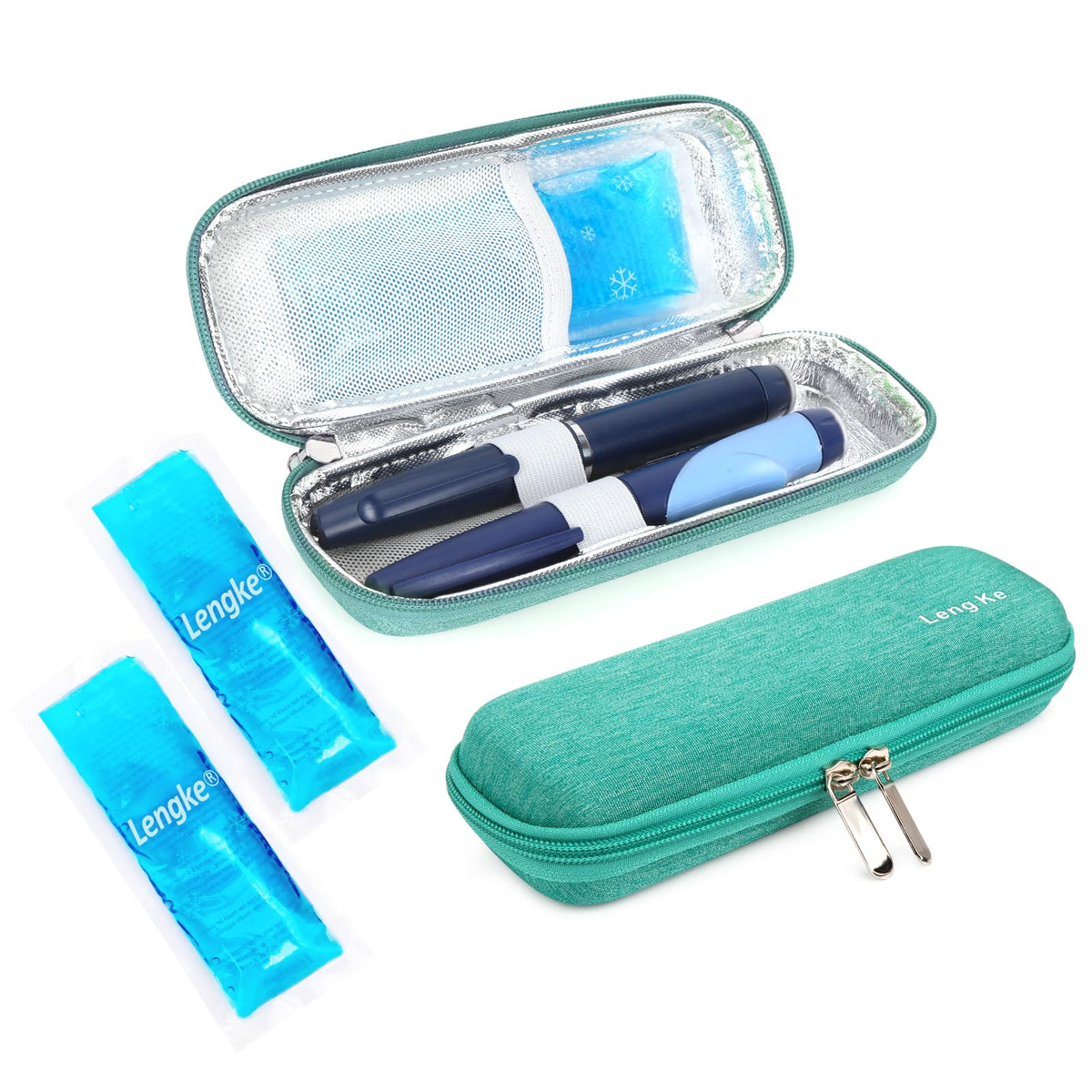 YOUSHARES insulin cooler travel case top view, compact and travel-ready.