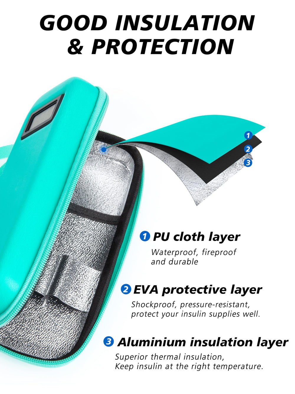 YOUSHARES insulin cooler case in use in a backpack on the go