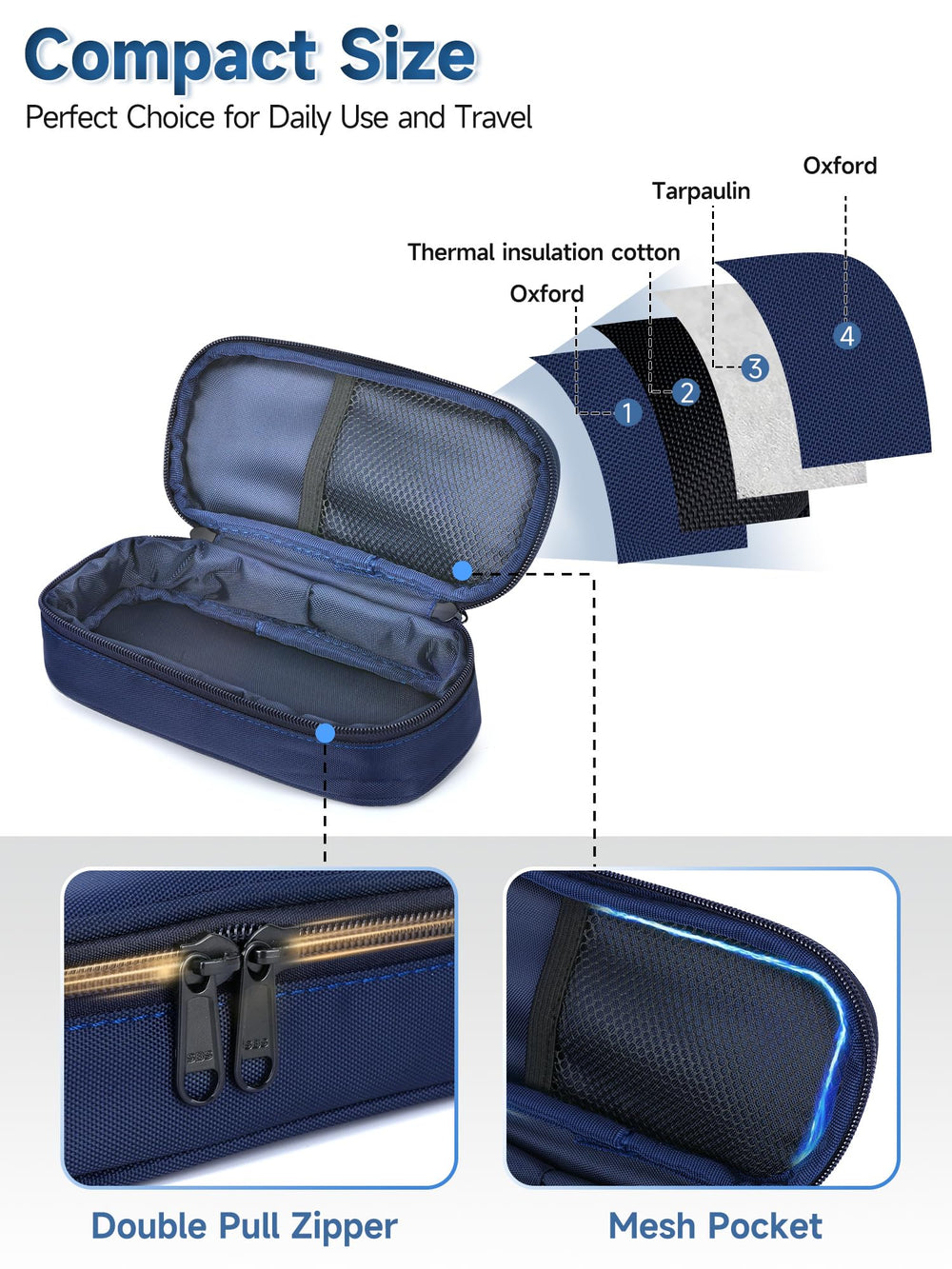 YOUSHARES insulin vials cooler carry handle for easy transport.