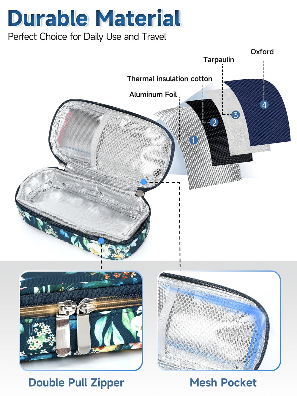 YOUSHARES travel bag with sturdy handle and zippers for easy carrying.