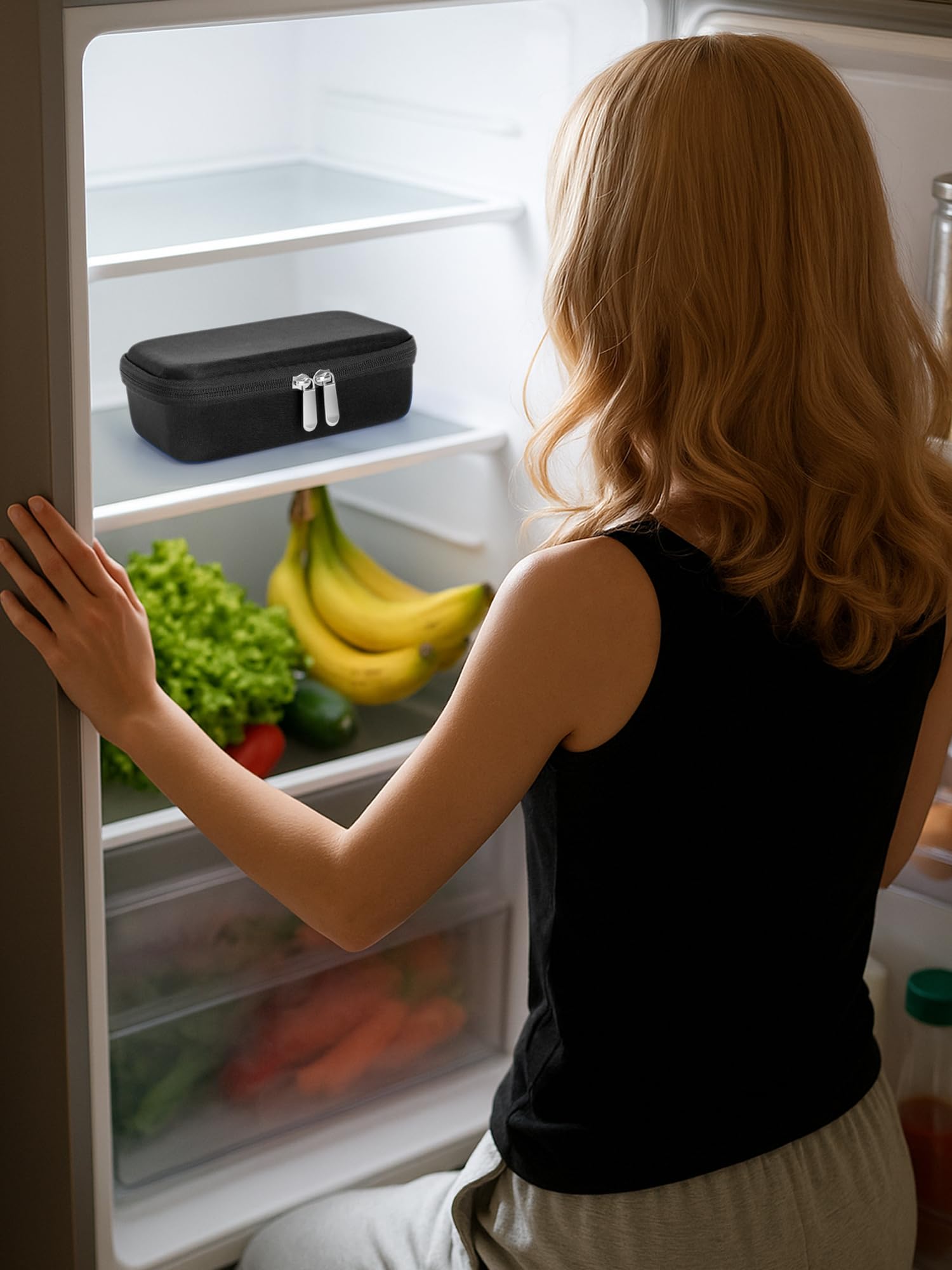 Does not include ice packs, use within standard refrigerator storage.