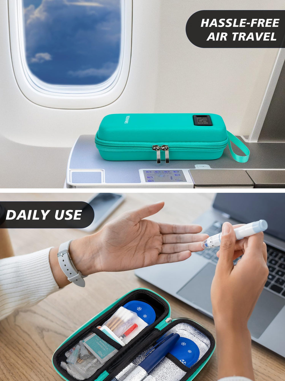 Included insulin pen travel case and reusable ice packs by YOUSHARES