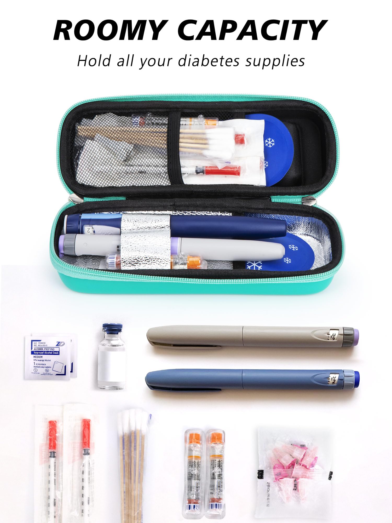 Two TSA-approved ice packs included with YOUSHARES insulin travel case