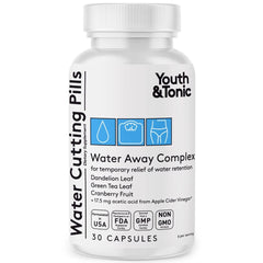 Youth & Tonic Water Cutting Pills bottle front for convenient temporary water support.
