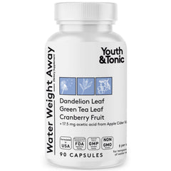 Youth & Tonic Weight Away bottle being poured to illustrate gentle fluid balance