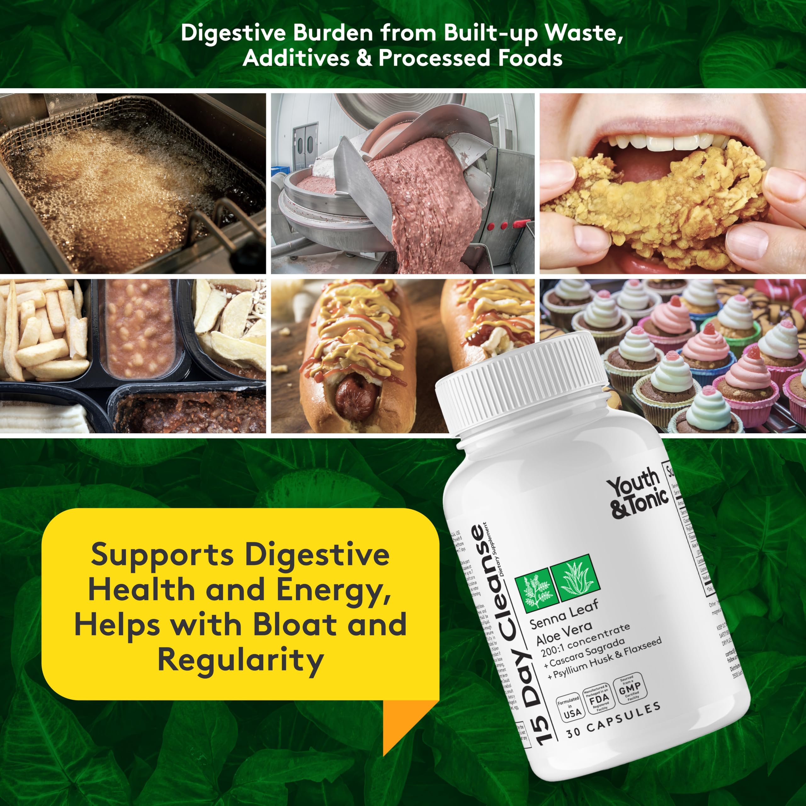 Youth & Tonic 3X Body Cleanse pill close-up shows capsules designed for daily use.