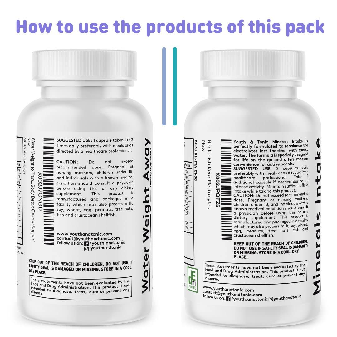 Youth & Tonic Water Weight Away Pills and Replenish Electrolytes together for daily routine