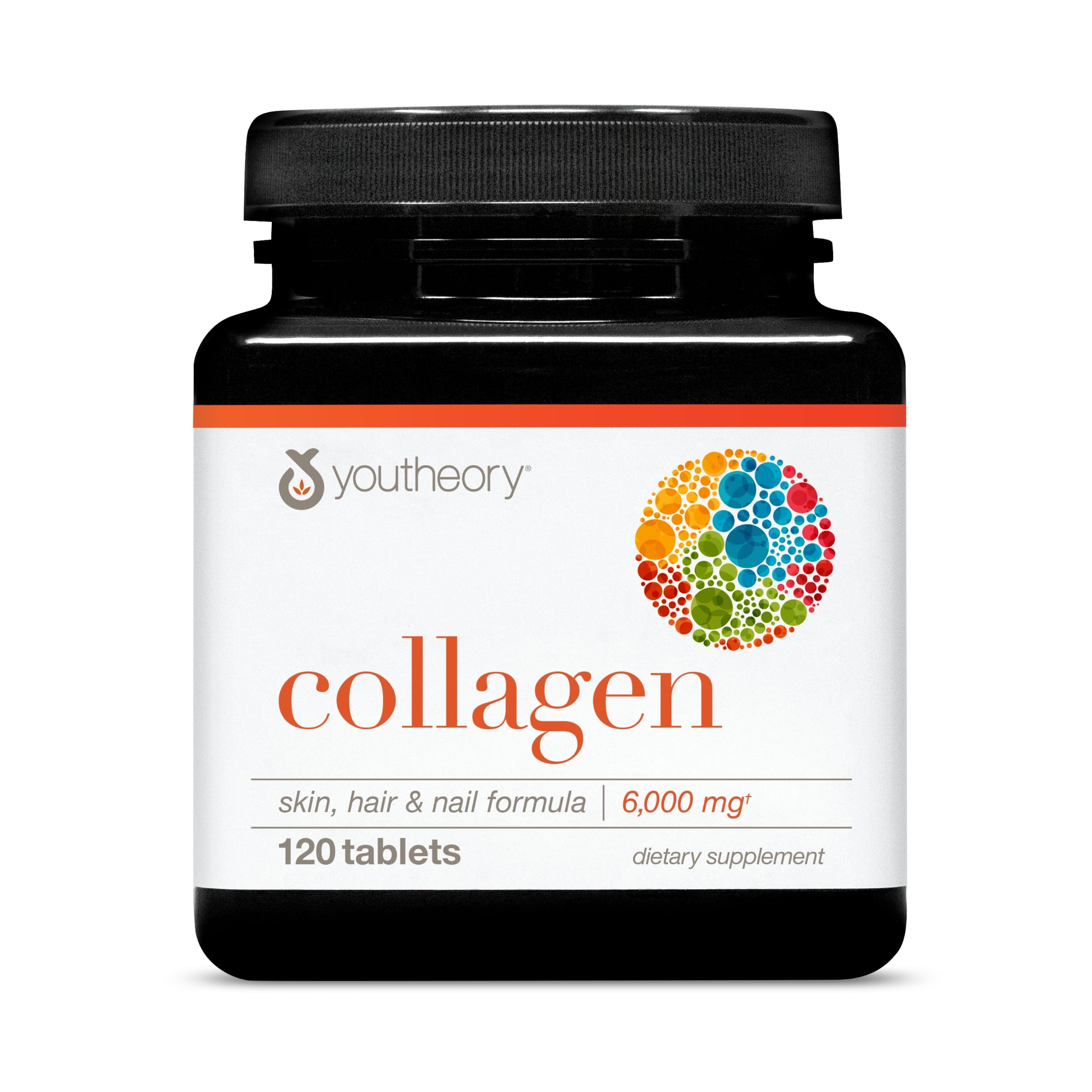 Youtheory Advanced Collagen bottle showing the high-potency formula for joints and skin