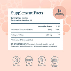 Closeup of Youtheory Advanced Collagen label with 6,000 mg peptides highlight