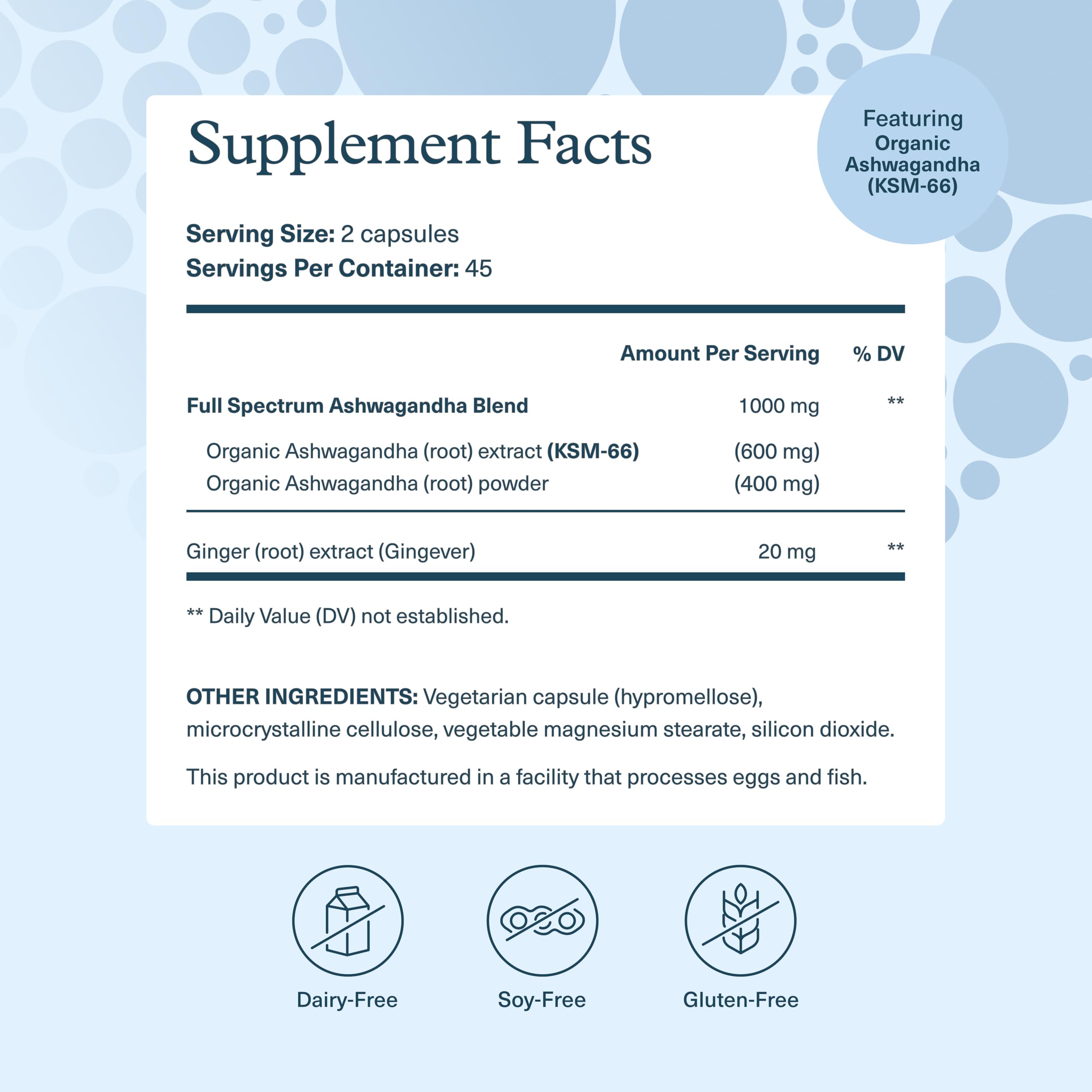 Youtheory Ashwagandha vegetarian capsules arranged for daily use
