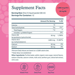 Youtheory B12 B6 liquid raspberry flavor close-up for quick energy support.
