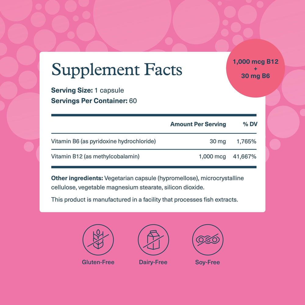 Youtheory B12B6 capsules ready for daily metabolism and energy.