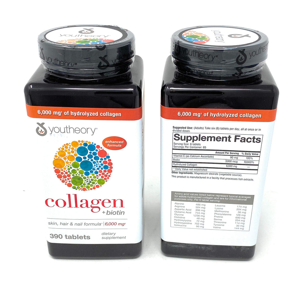 Youtheory Collagen Advanced Formula bottle close-up for daily joint and skin support.