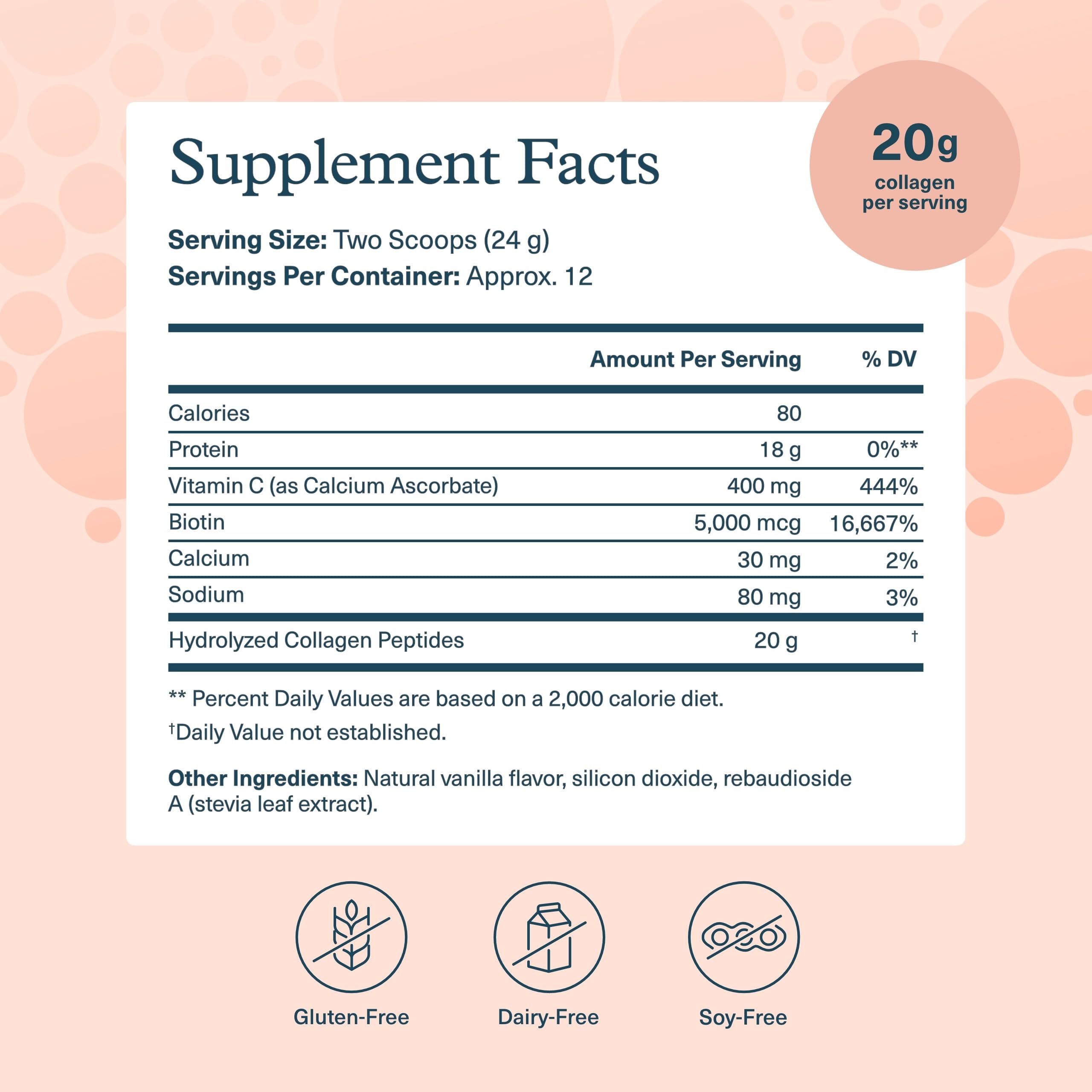 Vanilla flavor scoop beside bottle suggests easy daily mixability