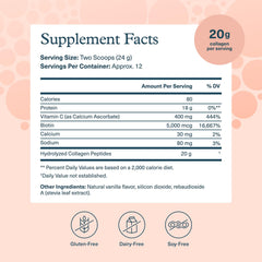 Vanilla flavor scoop beside bottle suggests easy daily mixability