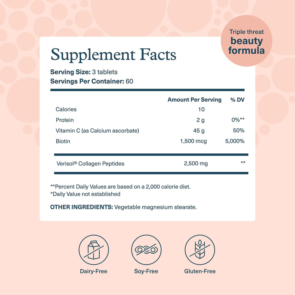 Verisol Tablets Youtheory Concentrated Effect Collagen with Verisol — Collagen Peptide ...
